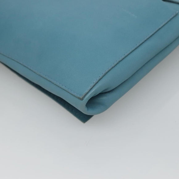 HERMES Shoulder Bag Leather Blue Auth hk2696