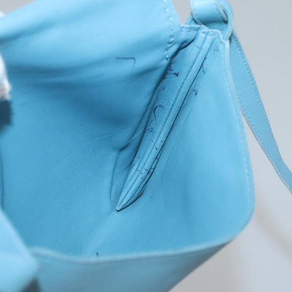 HERMES Shoulder Bag Leather Blue Auth hk2696