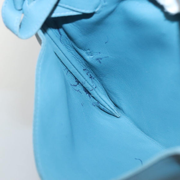 HERMES Shoulder Bag Leather Blue Auth hk2696