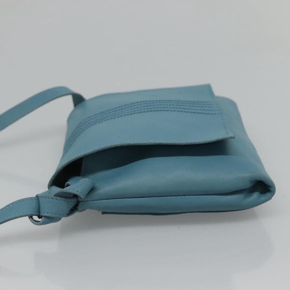 HERMES Shoulder Bag Leather Blue Auth hk2696