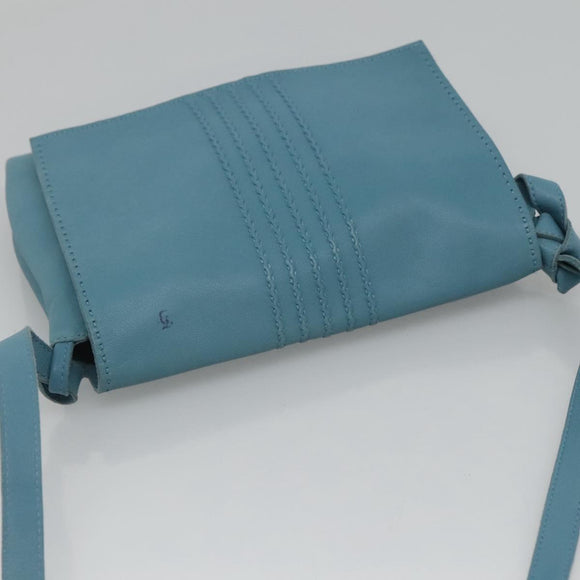 HERMES Shoulder Bag Leather Blue Auth hk2696
