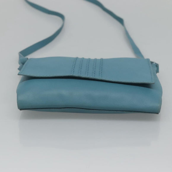 HERMES Shoulder Bag Leather Blue Auth hk2696