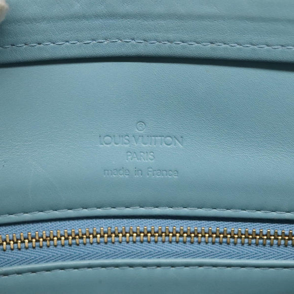 LOUIS VUITTON Monogram Vernis Houston Hand Bag Baby Blue M91005 LV Auth hk2703