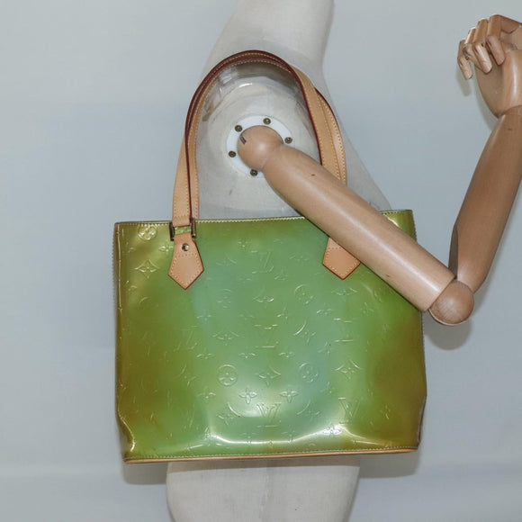 LOUIS VUITTON Monogram Vernis Houston Hand Bag Baby Blue M91005 LV Auth hk2703