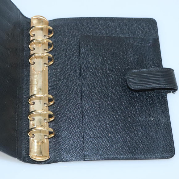 LOUIS VUITTON Epi Agenda MM Day Planner Cover Black R20042 LV Auth hk2714