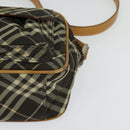 BURBERRY Nova Check Blue Label Shoulder Bag Canvas Brown Silver Auth hk2724-11