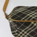 BURBERRY Nova Check Blue Label Shoulder Bag Canvas Brown Silver Auth hk2724-12