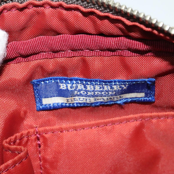 BURBERRY Nova Check Blue Label Shoulder Bag Canvas Brown Silver Auth hk2724