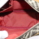 BURBERRY Nova Check Blue Label Shoulder Bag Canvas Brown Silver Auth hk2724-16