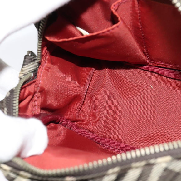 BURBERRY Nova Check Blue Label Shoulder Bag Canvas Brown Silver Auth hk2724