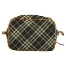 BURBERRY Nova Check Blue Label Shoulder Bag Canvas Brown Silver Auth hk2724-3