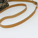 BURBERRY Nova Check Blue Label Shoulder Bag Canvas Brown Silver Auth hk2724-7