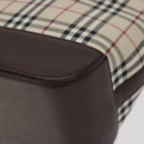 BURBERRY Nova Check Shoulder Bag Canvas Leather Beige Silver Auth hk2725-8