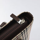 BURBERRY Nova Check Shoulder Bag Canvas Leather Beige Silver Auth hk2725-9