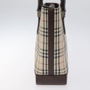 BURBERRY Nova Check Shoulder Bag Canvas Leather Beige Silver Auth hk2725-3