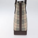 BURBERRY Nova Check Shoulder Bag Canvas Leather Beige Silver Auth hk2725-4