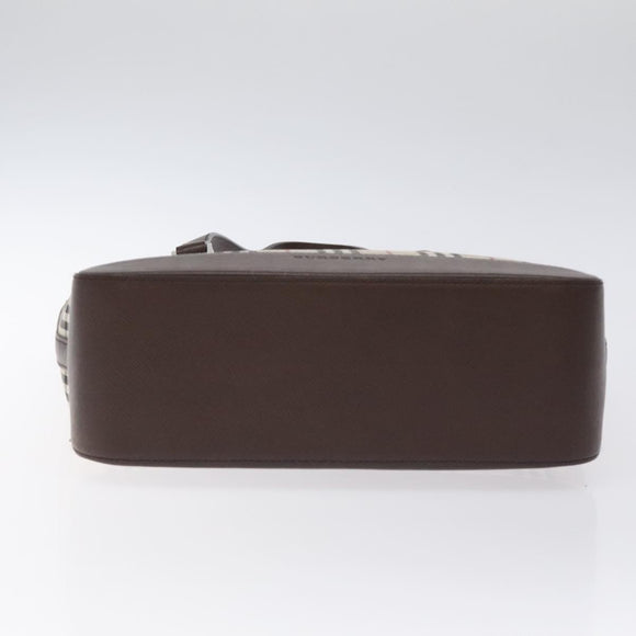 BURBERRY Nova Check Shoulder Bag Canvas Leather Beige Silver Auth hk2725