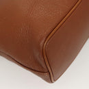 Burberrys Tote Bag Leather Brown Gold Auth hk2727-14