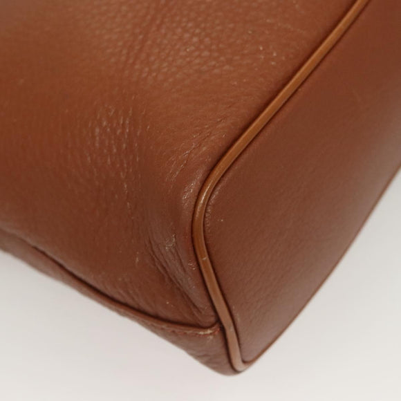 Burberrys Tote Bag Leather Brown Gold Auth hk2727