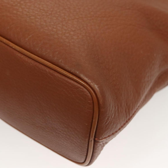 Burberrys Tote Bag Leather Brown Gold Auth hk2727