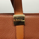 Burberrys Tote Bag Leather Brown Gold Auth hk2727-10