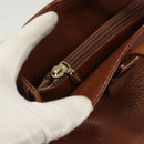 Burberrys Tote Bag Leather Brown Gold Auth hk2727-11