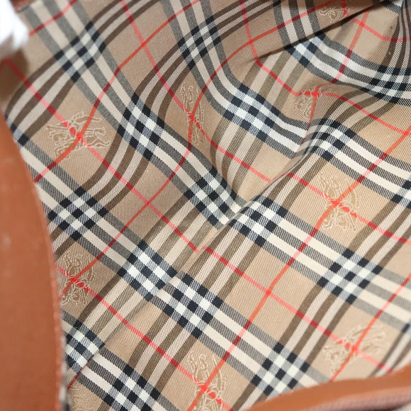 Burberrys Tote Bag Leather Brown Gold Auth hk2727