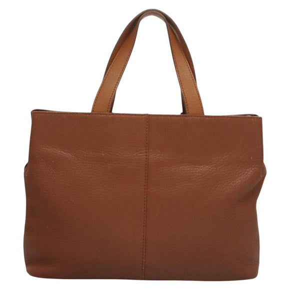 Burberrys Tote Bag Leather Brown Gold Auth hk2727