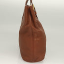 Burberrys Tote Bag Leather Brown Gold Auth hk2727-4
