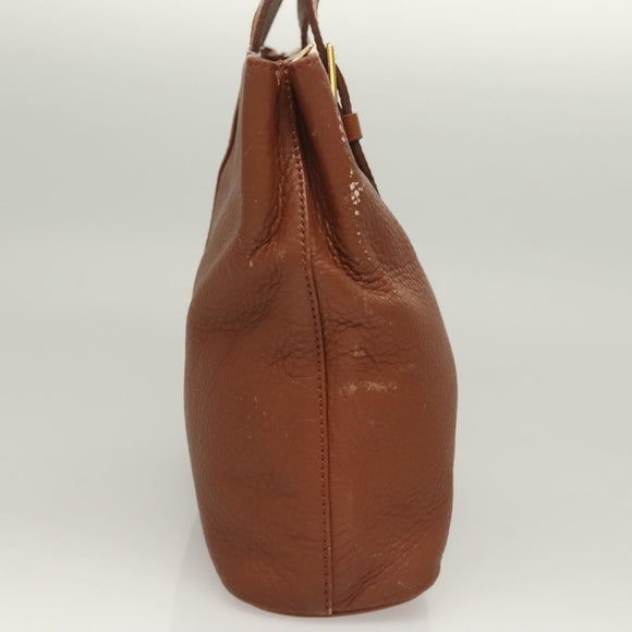 Burberrys Tote Bag Leather Brown Gold Auth hk2727
