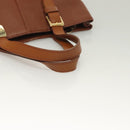 Burberrys Tote Bag Leather Brown Gold Auth hk2727-7