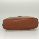 Burberrys Tote Bag Leather Brown Gold Auth hk2727-5