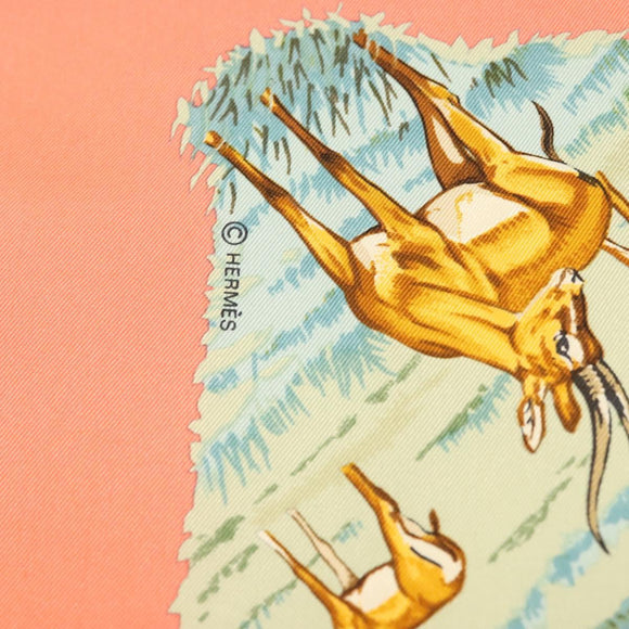 HERMES Carre 90 Scarf ""TANZANIE"" Silk Pink Auth hk2777