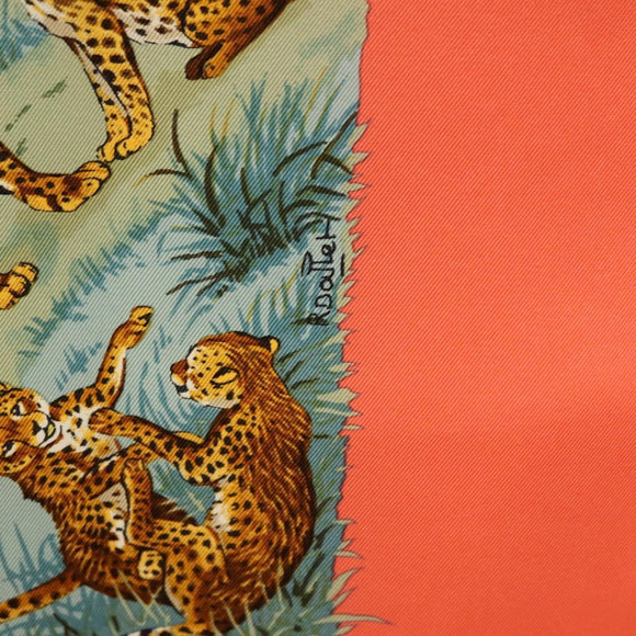 HERMES Carre 90 Scarf ""TANZANIE"" Silk Pink Auth hk2777