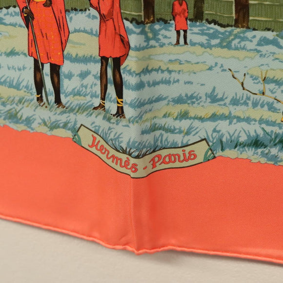 HERMES Carre 90 Scarf ""TANZANIE"" Silk Pink Auth hk2777