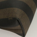 FENDI Pecan Canvas Pouch Black Brown gold Auth hk2781-10
