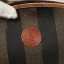 FENDI Pecan Canvas Pouch Black Brown gold Auth hk2781-13
