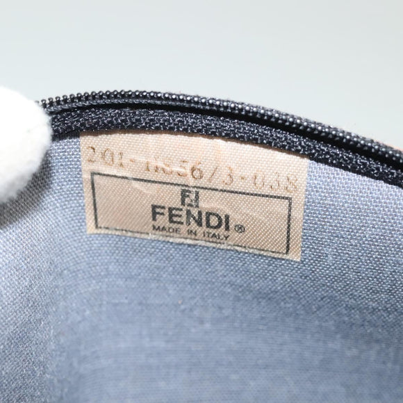 FENDI Pecan Canvas Pouch Black Brown gold Auth hk2781