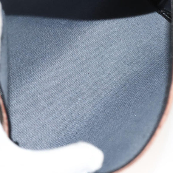 FENDI Pecan Canvas Pouch Black Brown gold Auth hk2781