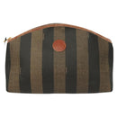 FENDI Pecan Canvas Pouch Black Brown gold Auth hk2781-2