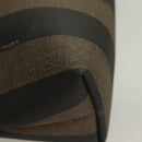 FENDI Pecan Canvas Pouch Black Brown gold Auth hk2781-8