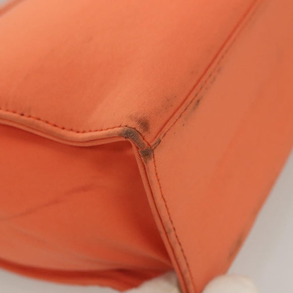 FENDI Mamma Baguette Shoulder Bag Nylon Orange Silver Auth hk2782