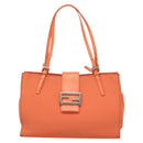 FENDI Mamma Baguette Shoulder Bag Nylon Orange Silver Auth hk2782-2