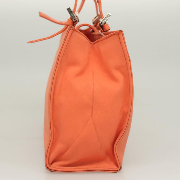 FENDI Mamma Baguette Shoulder Bag Nylon Orange Silver Auth hk2782