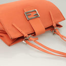 FENDI Mamma Baguette Shoulder Bag Nylon Orange Silver Auth hk2782-6