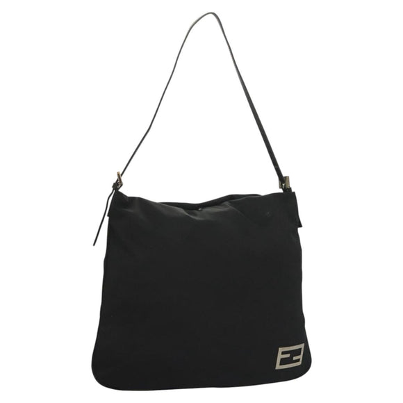 FENDI Shoulder Bag Nylon Black Silver Auth hk2783