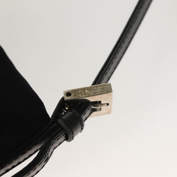 FENDI Shoulder Bag Nylon Black Silver Auth hk2783