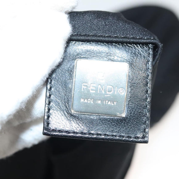 FENDI Shoulder Bag Nylon Black Silver Auth hk2783