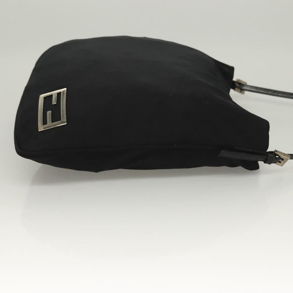 FENDI Shoulder Bag Nylon Black Silver Auth hk2783