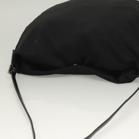 FENDI Shoulder Bag Nylon Black Silver Auth hk2783